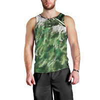 Green Traditional Cloak Aotearoa Men Tank Top Maori Paua Shell Korowai Pattern