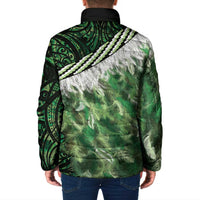 Green Traditional Cloak Aotearoa Padded Jacket Maori Paua Shell Korowai Pattern LT14 - Polynesian Pride