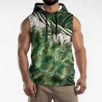 Green Traditional Cloak Aotearoa Sleeveless Hoodie Maori Paua Shell Korowai Pattern LT14 - Polynesian Pride