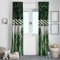 Green Traditional Cloak Aotearoa Window Curtain Maori Paua Shell Korowai Pattern