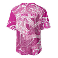 Personalised Polynesia Breast Cancer Awareness Baseball Jersey Think Pink Ribbon Polynesian Butterflies