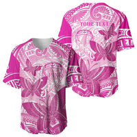 Personalised Polynesia Breast Cancer Awareness Baseball Jersey Think Pink Ribbon Polynesian Butterflies