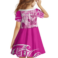 Personalised Polynesia Breast Cancer Awareness Family Matching Off The Shoulder Long Sleeve Dress and Hawaiian Shirt Think Pink Ribbon Polynesian Butterflies