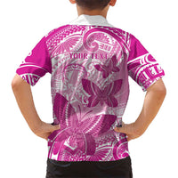 Personalised Polynesia Breast Cancer Awareness Family Matching Summer Maxi Dress and Hawaiian Shirt Think Pink Ribbon Polynesian Butterflies