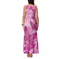 Personalised Polynesia Breast Cancer Awareness Family Matching Tank Maxi Dress and Hawaiian Shirt Think Pink Ribbon Polynesian Butterflies