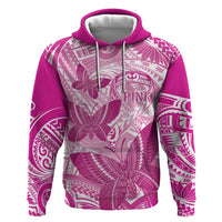 Personalised Polynesia Breast Cancer Awareness Hoodie Think Pink Ribbon Polynesian Butterflies LT14 Pullover Hoodie Pink - Polynesian Pride