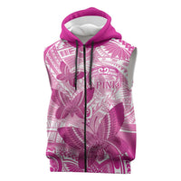 Personalised Polynesia Breast Cancer Awareness Sleeveless Zip Hoodie Think Pink Ribbon Polynesian Butterflies LT14 Pink - Polynesian Pride