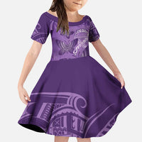 Personalised Polynesia Lupus Awareness Month Family Matching Mermaid Dress and Hawaiian Shirt Warrior Purple Ribbon Polynesian Butterflies