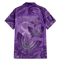 Personalised Polynesia Lupus Awareness Month Family Matching Short Sleeve Bodycon Dress and Hawaiian Shirt Warrior Purple Ribbon Polynesian Butterflies