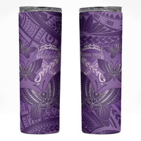 Personalised Polynesia Lupus Awareness Month Skinny Tumbler Warrior Purple Ribbon Polynesian Butterflies