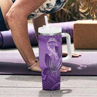 Personalised Polynesia Lupus Awareness Month Tumbler With Handle Warrior Purple Ribbon Polynesian Butterflies LT14 - Polynesian Pride