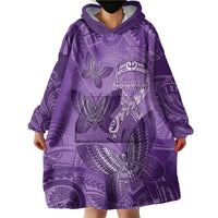 Personalised Polynesia Lupus Awareness Month Wearable Blanket Hoodie Warrior Purple Ribbon Polynesian Butterflies