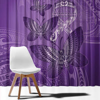 Polynesia Lupus Awareness Month Window Curtain Warrior Purple Ribbon Polynesian Butterflies
