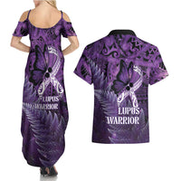 Lupus Awareness Month New Zealand Couples Matching Summer Maxi Dress and Hawaiian Shirt Be Strong Warrior Maori Silver Fern