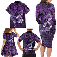 Lupus Awareness Month New Zealand Family Matching Long Sleeve Bodycon Dress and Hawaiian Shirt Be Strong Warrior Maori Silver Fern