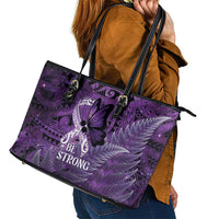 Lupus Awareness Month New Zealand Leather Tote Bag Be Strong Warrior Maori Silver Fern