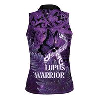 Lupus Awareness Month New Zealand Women Sleeveless Polo Shirt Be Strong Warrior Maori Silver Fern
