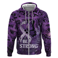 Lupus Awareness Month New Zealand Zip Hoodie Be Strong Warrior Maori Silver Fern