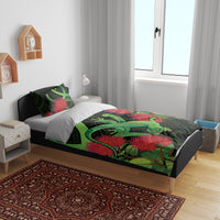 New Zealand Gecko Bedding Set Aotearoa Maori With Pohutukawa Flowers