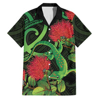 New Zealand Gecko Family Matching Mermaid Dress and Hawaiian Shirt Aotearoa Maori With Pohutukawa Flowers