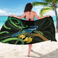 New Zealand Tui Bird Sarong Aotearoa Maori With Kowhai Flowers