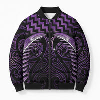 Purple Matariki New Zealand Bomber Puffer Jacket Maori Poutama Galaxy Vibes - Polynesian Pride