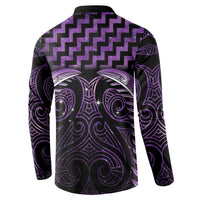 Purple Matariki New Zealand Button Sweatshirt Maori Poutama Galaxy Vibes