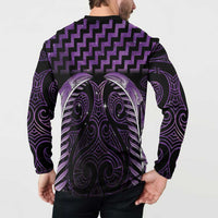 Purple Matariki New Zealand Button Sweatshirt Maori Poutama Galaxy Vibes