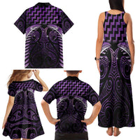 Purple Matariki New Zealand Family Matching Tank Maxi Dress and Hawaiian Shirt Maori Poutama Galaxy Vibes
