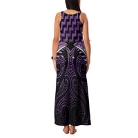 Purple Matariki New Zealand Family Matching Tank Maxi Dress and Hawaiian Shirt Maori Poutama Galaxy Vibes