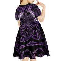 Purple Matariki New Zealand Kid Short Sleeve Dress Maori Poutama Galaxy Vibes