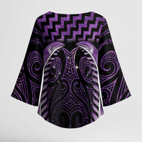 Purple Matariki New Zealand Kimono Sleeve Blouse Maori Poutama Galaxy Vibes - Polynesian Pride