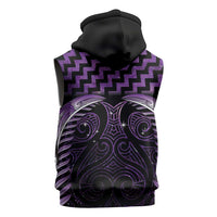 Purple Matariki New Zealand Sleeveless Hoodie Maori Poutama Galaxy Vibes - Polynesian Pride