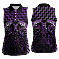 Purple Matariki New Zealand Women Sleeveless Polo Shirt Maori Poutama Galaxy Vibes