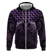 Purple Matariki New Zealand Zip Hoodie Maori Poutama Galaxy Vibes