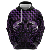 Purple Matariki New Zealand Zip Hoodie Maori Poutama Galaxy Vibes