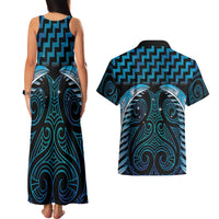 Blue Matariki New Zealand Couples Matching Tank Maxi Dress and Hawaiian Shirt Maori Poutama Galaxy Vibes