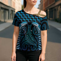 Blue Matariki New Zealand Cross Shoulder Shirt Maori Poutama Galaxy Vibes - Polynesian Pride