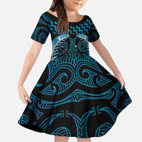 Blue Matariki New Zealand Family Matching Long Sleeve Bodycon Dress and Hawaiian Shirt Maori Poutama Galaxy Vibes
