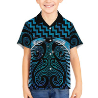 Blue Matariki New Zealand Family Matching Off Shoulder Maxi Dress and Hawaiian Shirt Maori Poutama Galaxy Vibes