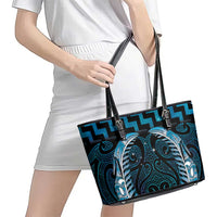 Blue Matariki New Zealand Leather Tote Bag Maori Poutama Galaxy Vibes