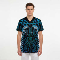 Blue Matariki New Zealand Scrub Top Maori Poutama Galaxy Vibes - Polynesian Pride