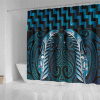Blue Matariki New Zealand Shower Curtain Maori Poutama Galaxy Vibes