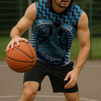 Blue Matariki New Zealand Sleeveless Hoodie Maori Poutama Galaxy Vibes - Polynesian Pride