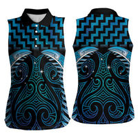 Blue Matariki New Zealand Women Sleeveless Polo Shirt Maori Poutama Galaxy Vibes
