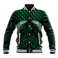 Green Matariki New Zealand Baseball Jacket Maori Poutama Galaxy Vibes