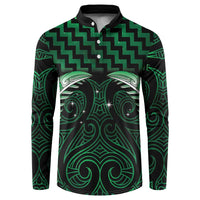 Green Matariki New Zealand Button Sweatshirt Maori Poutama Galaxy Vibes