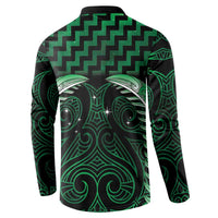Green Matariki New Zealand Button Sweatshirt Maori Poutama Galaxy Vibes