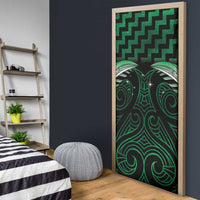 Green Matariki New Zealand Door Cover Maori Poutama Galaxy Vibes - Polynesian Pride
