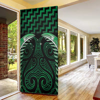 Green Matariki New Zealand Door Cover Maori Poutama Galaxy Vibes - Polynesian Pride